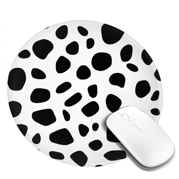 Cow Spots Round MousePad with Stitched Edge Non-Slip Rubber Base Mouse Mat for Office & Home (7.9 x 7.9)