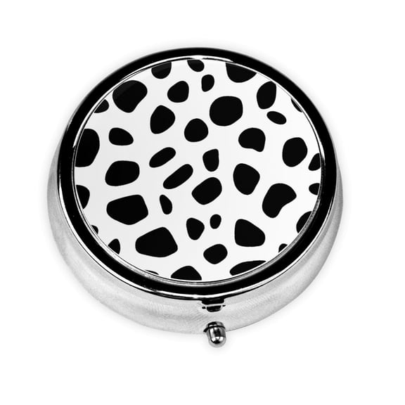Cow Spots Round Pill Box Small Pill Case For Purse Pocket Medicine Organizer Travel Pillbox Portable Pill Container
