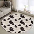 thumbnail image 1 of Cow Spots Round Rugs for Living Room 3ft Fluffy Animal Skin Non Slip Circle Rug Washable Low-Profile Indoor Carpet for Bedroom, Dining Room, Bathroom, 1 of 9