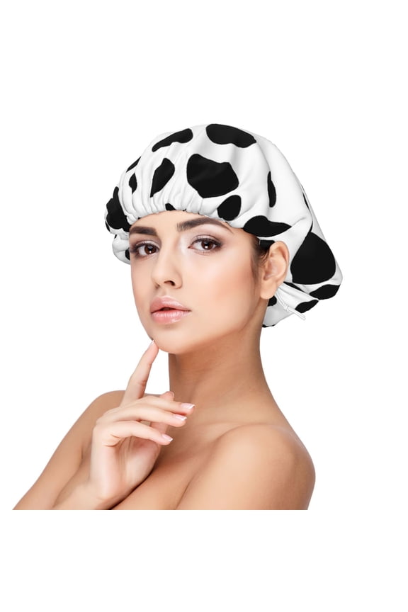 Cow Spots Satin Bonnet Adjustable Hair Bonnet For Sleeping Hair Bonnets For Women Curly Natural Hair
