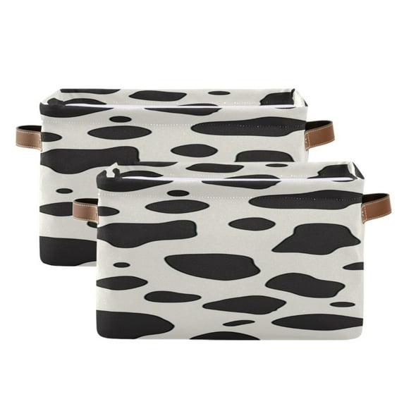 Cow Spots Square Storage Bins with Handles Collapsible Containing Box 2 Packs