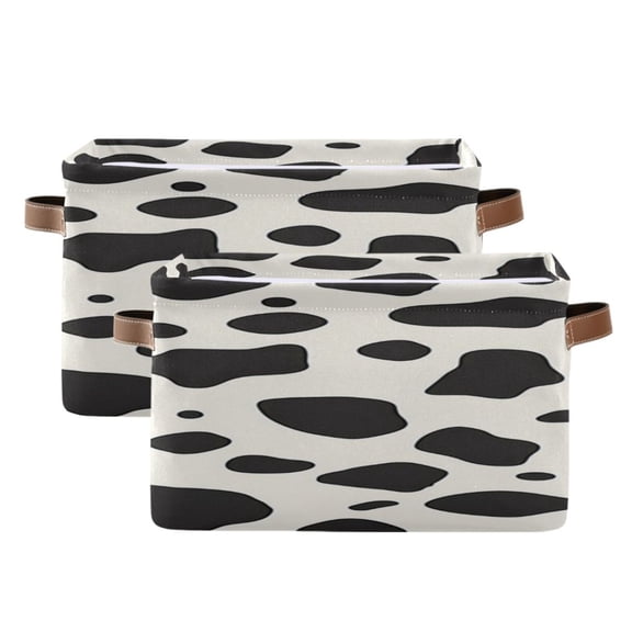 Cow Spots Square Storage Bins with Handles Collapsible Containing Box 2 Packs
