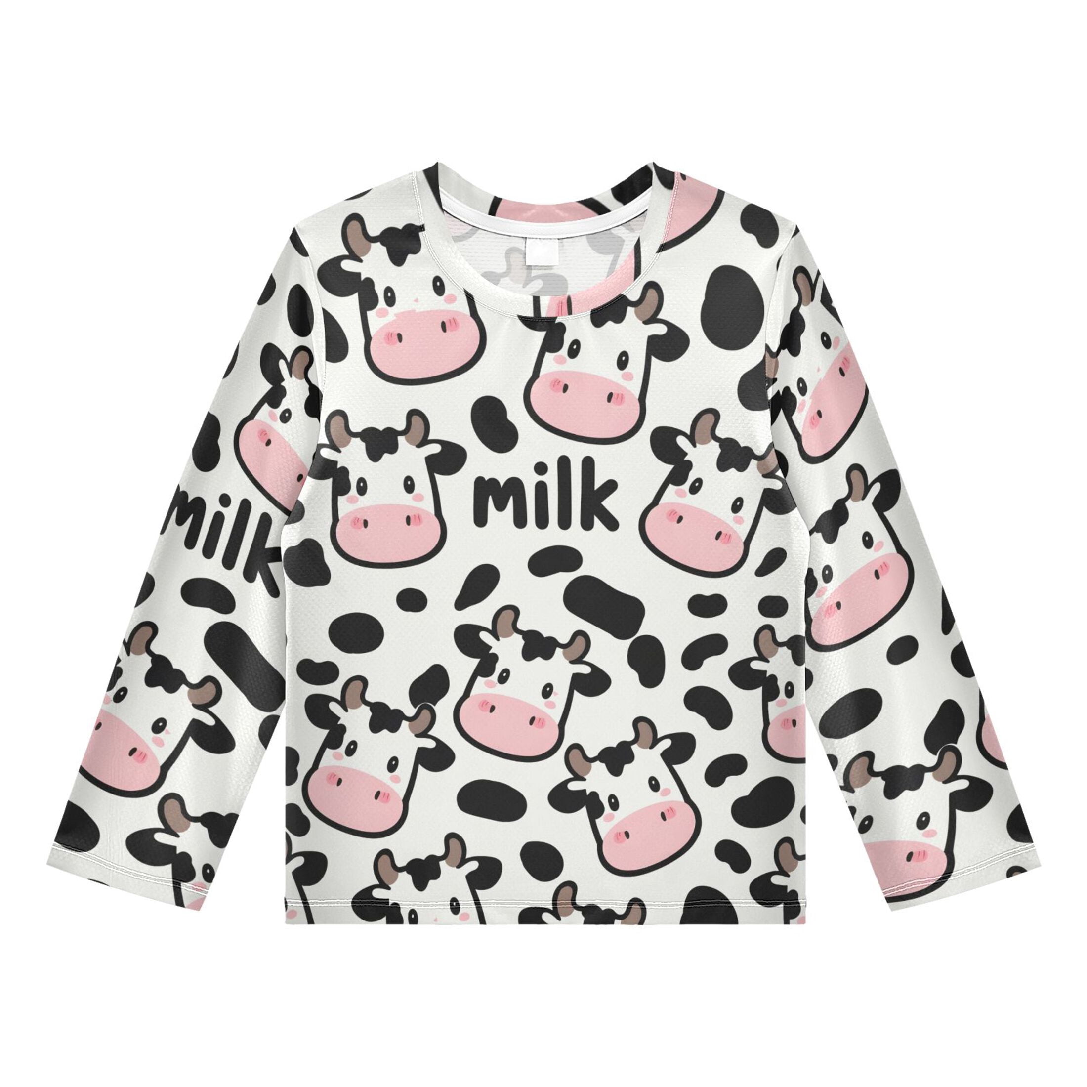 Cow Spotted Milk Pattern Boys' Rash Guard Shirts UPF 50 Plus Sun ...