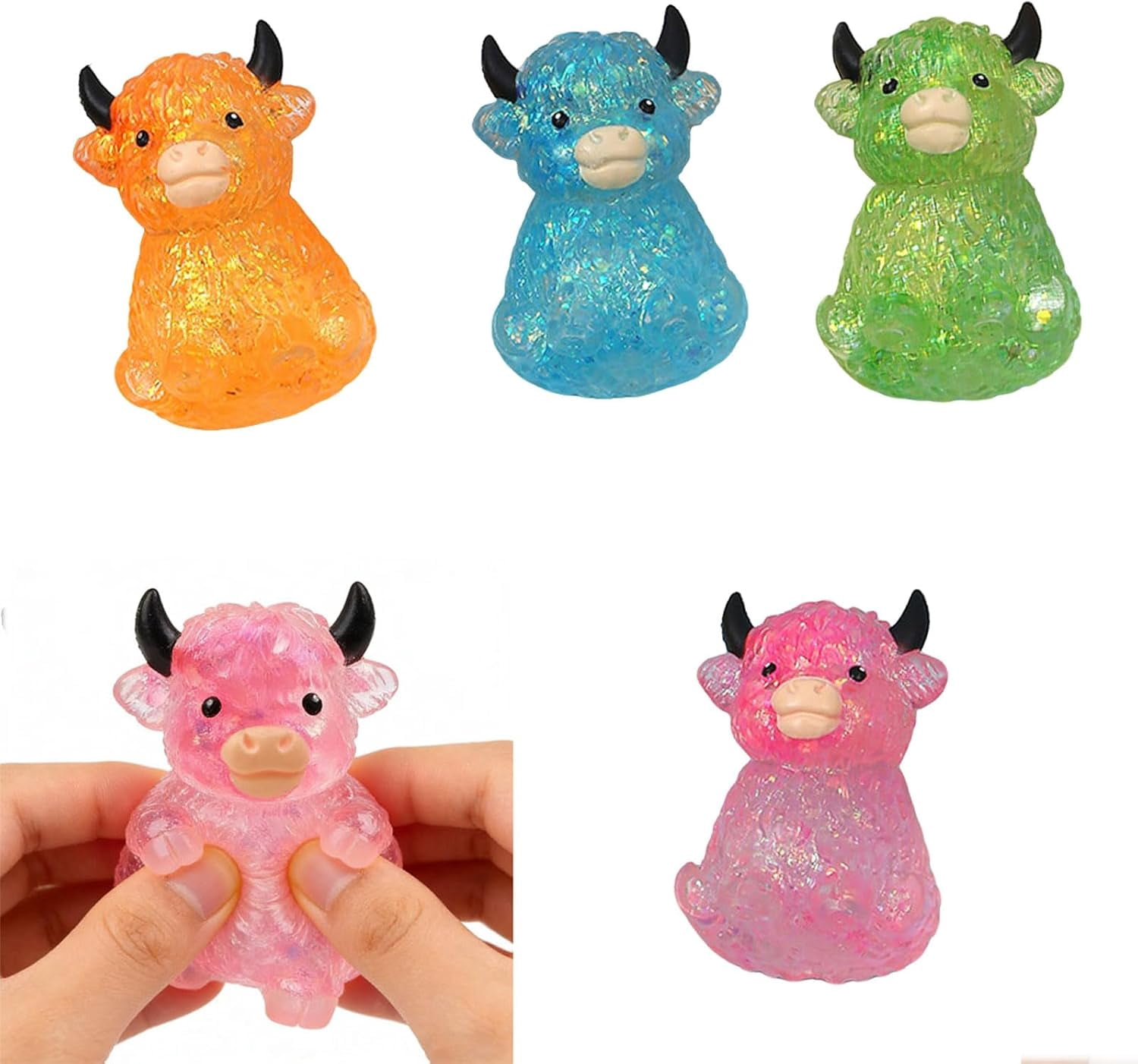 Cow Squishy Slow Rising 3.15in - Sensory Squishy Toys for Desk Decor & Collectible Display, Highland Cow Shaped Squishies for Adults Gift