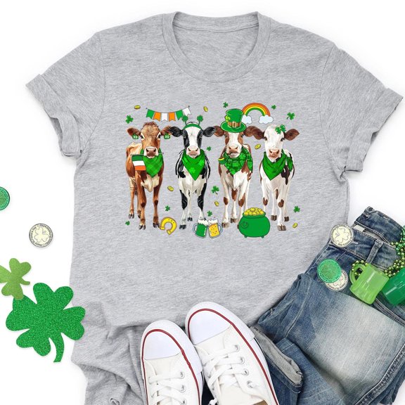 Cow St Patrick's Day T-Shirt, St Patrick's Day Cow Shirt, Irish Cow Lucky Cow Shirt Cow Lover Tshirt All Size S-5XL