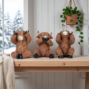Cow Statue Desktop Decor, See No Evil Hear No Evil Speak No Evil Sculpture, Resin Figurine Art, Home Decoration Accent for Office Table Desk Shelf Living Room Gift