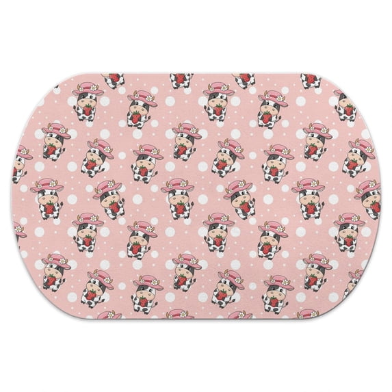 Cow and Strawberry Pink Pattern Diatomaceous Earth Bath Mat, Shower ...