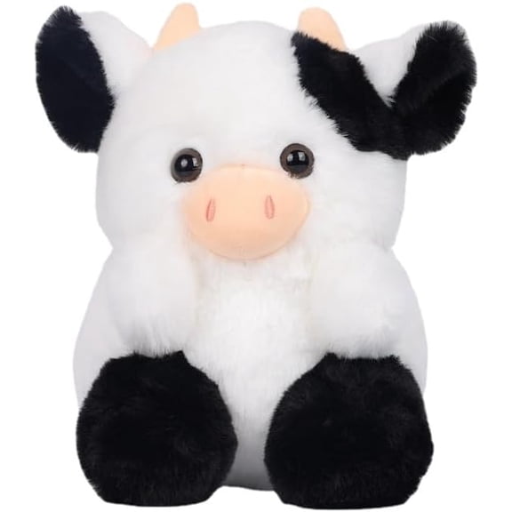 Cow Stuffed Animal Toy, Cute Strawberry Cow Plush Pillow, Soft Cow Plush Doll, Birthday, for Boys and Girls (Black Cow)