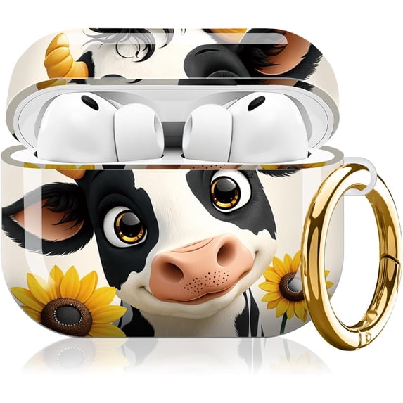 Cow Sunflower Art Protective Case Compatible with AirPods Pro 3, Hard ...
