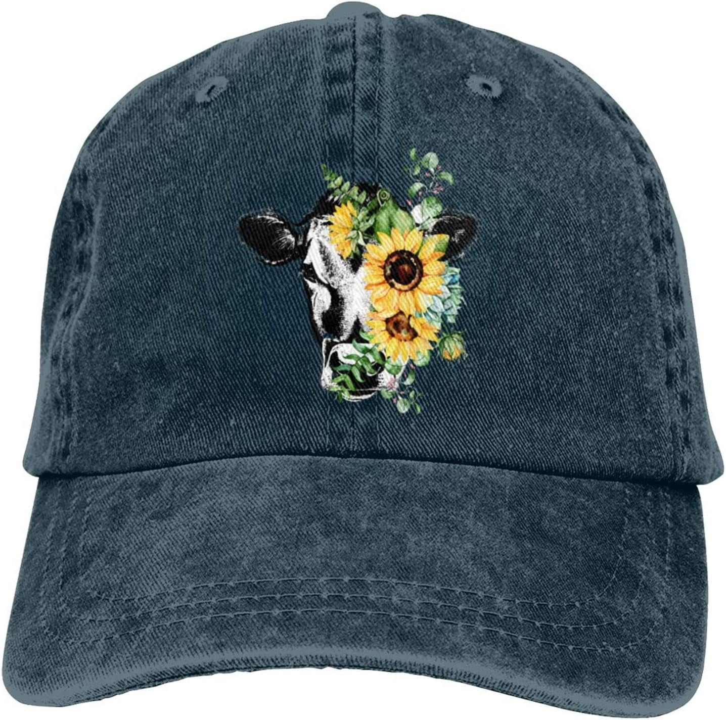 Cow Sunflower Cow Lover Animals Baseball Cap Men Women Adjustable ...