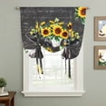 thumbnail image 1 of Cow Sunflower Tie Up Curtain 45 Inches Long, Plant Farm Flower Balloon Style Kitchen Window Curtain Over Sink, Small Window Rod Pocket Curtain 42"x45", 1 of 9
