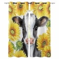 thumbnail image 1 of Cow Sunflowers Blackout Curtains for Bedroom Living Room Darkening Curtains 96 Inches Long Farmhouse Country Watercolor Animals Floral Window Curtain 2 Panels Set Window Treatment Drapes 52"x96", 1 of 9