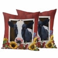 thumbnail image 1 of Cow Sunflowers Pillow Covers 2 Pack Blue Yellow Flower Bee Farms Animal Oil Painting Pillowcase Waterproof Outdoor Throw Pillow Cover for Patio Garden Square Cushion 18”x18”, 1 of 9