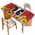 thumbnail image 1 of Cow Sunflowers Table Cloths for 5 Foot Rectangle Tables, Botanical Floral Leaves Bees Farm Barn Patio Waterproof Elastic Fitted Tablecloths, Washable Rectangular Table Cover for Camping, 1 of 8