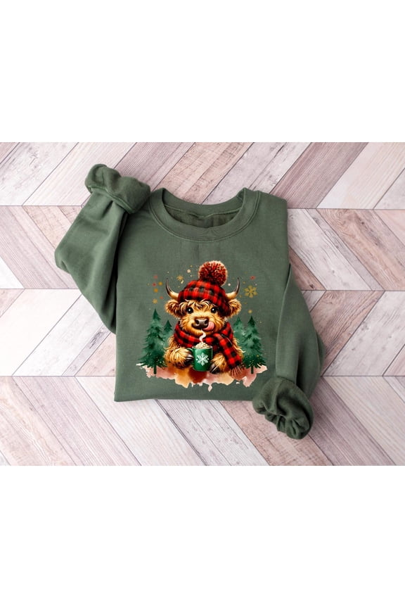 Cow Sweatshirt, Cow Sweater, Womens
