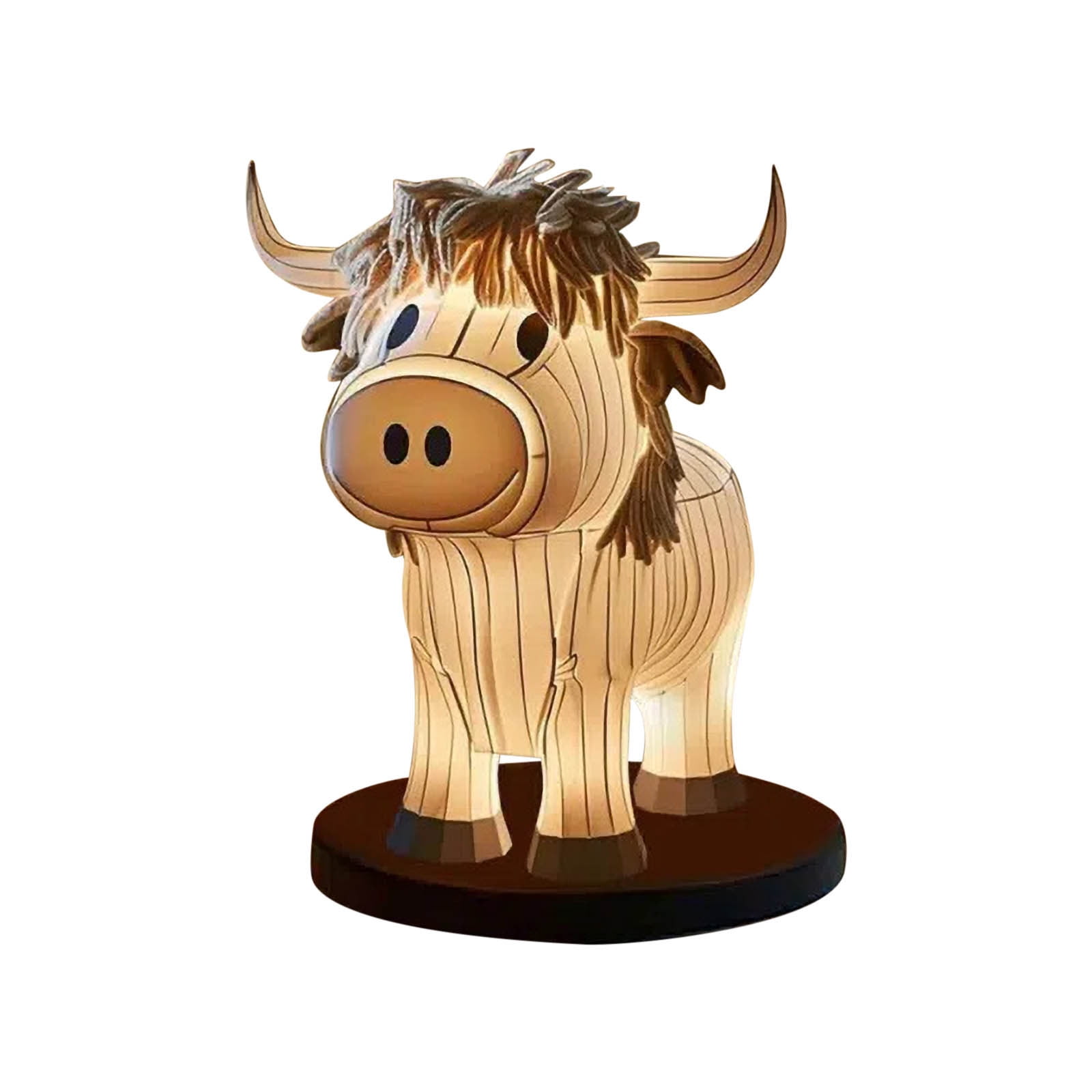 Adorable White Resin Highland Cow Table Lamp with USB Ports