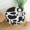thumbnail image 1 of Cow Tablecloth Round Table Cloths 60 Inch Wrinkle Resistant Picnic Table Covers Washable Polyester for Holiday Kitchen Party Picnic -Black, 1 of 6