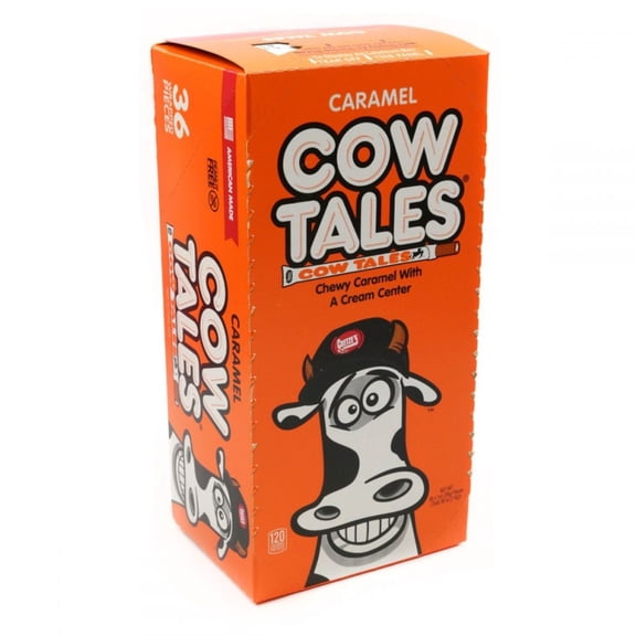 Cow Tales Caramel Chewy Candy Sticks  36 Count Box, 1 oz Individually Wrapped