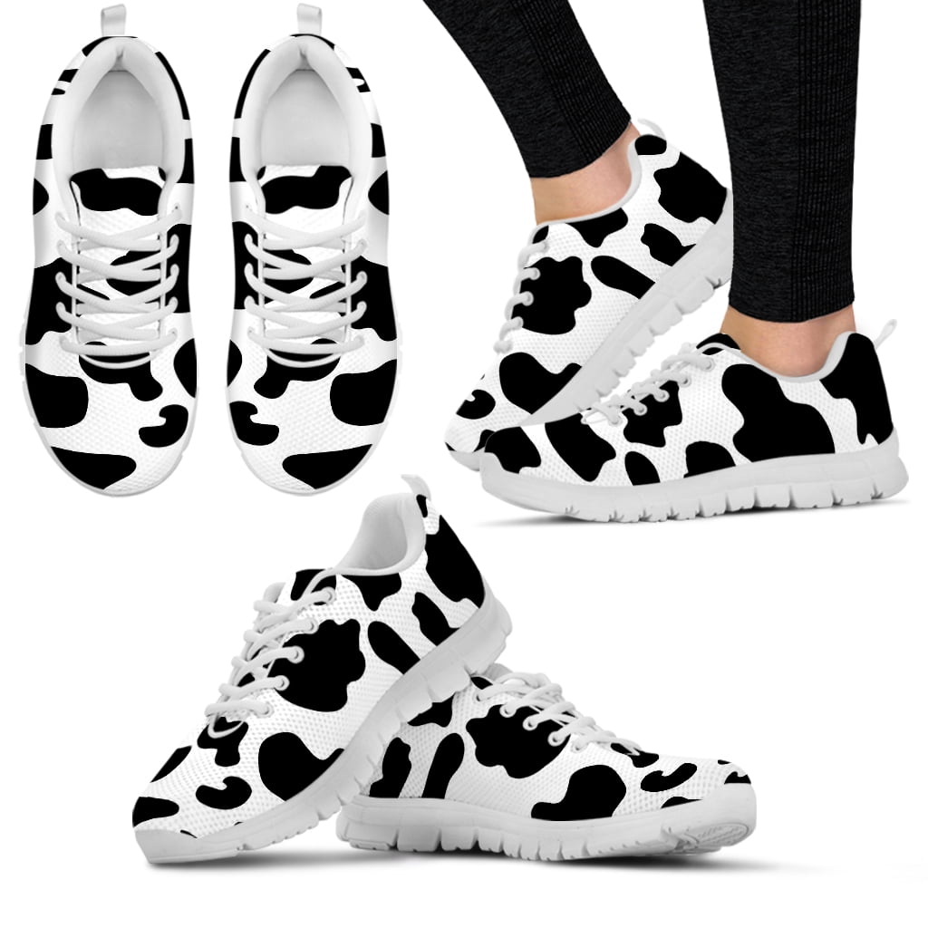 Pink And Grey Cow Print Women's Sneakers
