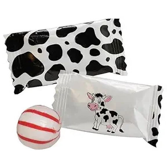 Cow Themed Peppermints 100 Count Individually Wrapped - Bulk Mints For Birthday Party Giveaways & Candy Goodie Bags-Animal Cattle Bovine Bull Fun Mints For Adults or Kids