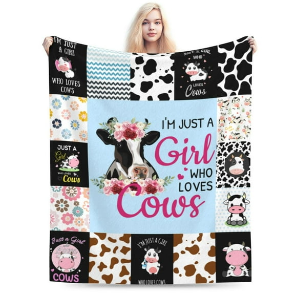 Cow Throw Blankets, Gifts for Adult Blanket, Lightweight Cozy Warm Flannel Blankets Throw for Home Decor Bed Couch 80"x60"