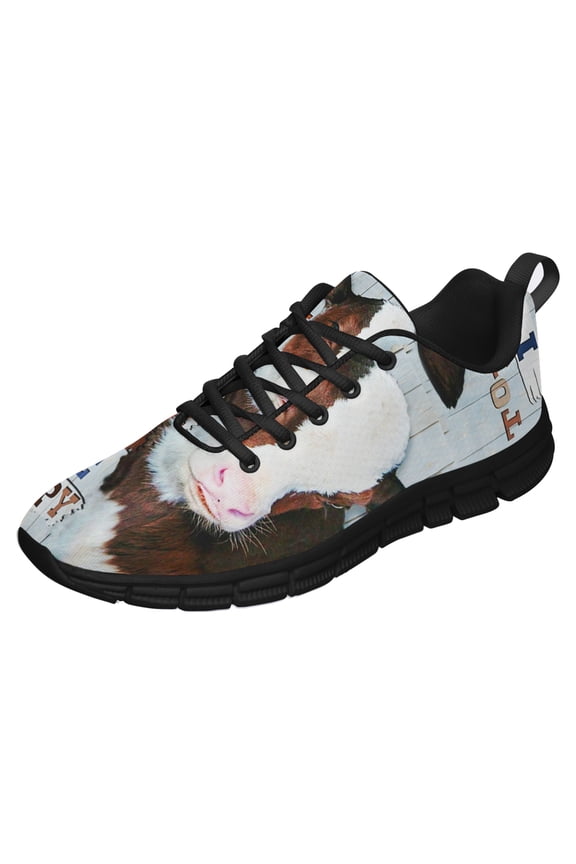Cow Today I Choose Tobe Happy Running Shoes Sneakers Mesh Black Size 13