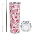 thumbnail image 1 of Cow Tumbler Cup with Lid and Metal Straw 20 oz Reusable Vacuum Insulated Cow print Cup Travel Cow print Tumbler Mugs Double Wall Cow mugs cups cow strawberry stuff Mugs Cow Birthday Gifts for women, 1 of 6