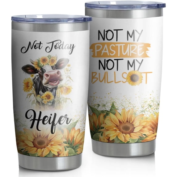 Cow Tumbler for Cow Lover Gift,Stainless Steel Insulated Sunflower Cow Tumbler for Women,20 oz