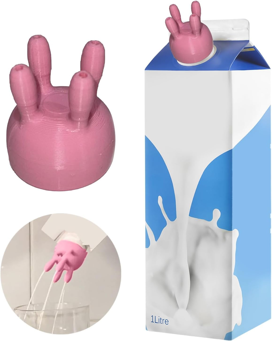 Cow Udder Milk Cap Tappo Fun Milk Pouring Funnel Cow Udder Milk Carton Cap, Funny Pouring Milk Bottle Cap, Milk Carton Cap Milk Diverter, Tappi Di Cartone Imbuto Cappellino Per Latte Di