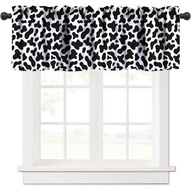 Handmade 100% Cotton Cow Spot Window Valance - 14x42 Inches, Black & White