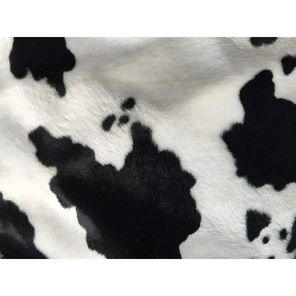 Cow Velboa Faux Fur Fabric - Sold by The Yard - 58"/ 60" (1 Yard, Black White)