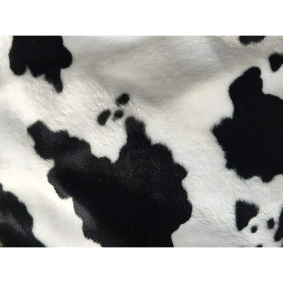 Cow Velboa Faux Fur Fabric - Sold by The Yard - 58"/ 60" (1 Yard, Black White)
