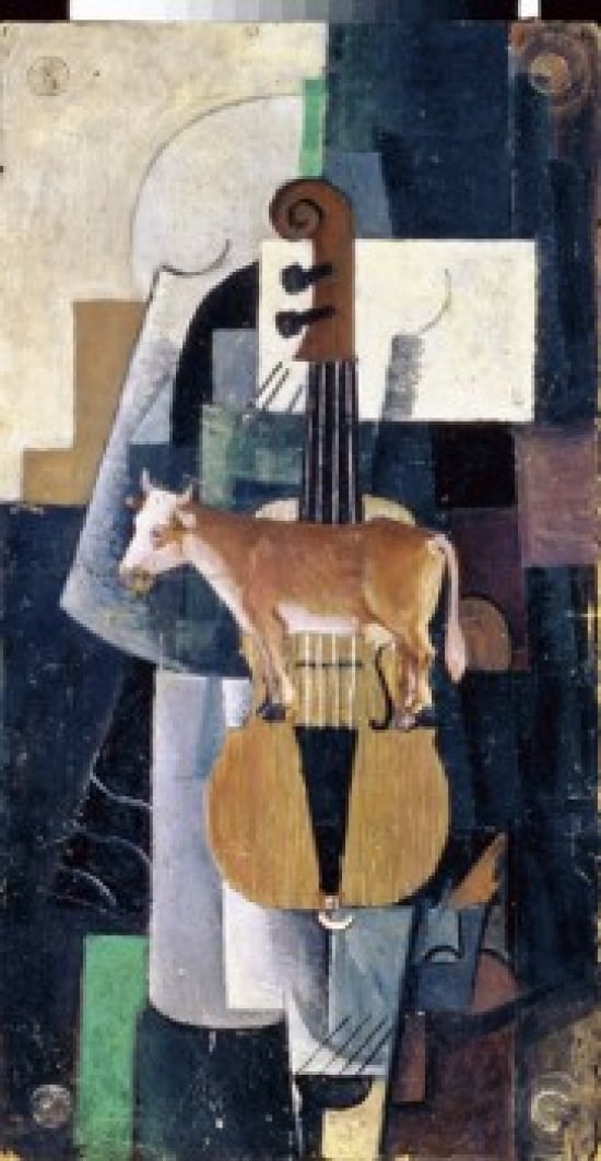 The Cow and the Violin 1913 Kazimir Severinovic Malevich (1878-1935 Russian) Russian State Museum St Petersburg Canvas Art - Kazimir Severinovic (24 x 36)