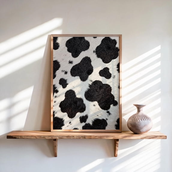 Cow Wall Art Print, Black White Cowhide Texture, Bold Farm Animal Skin ...