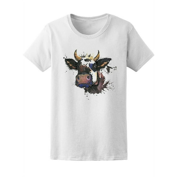 Cow Watercolor Graphics T-Shirt Women -Image by Shutterstock, Female x-Large