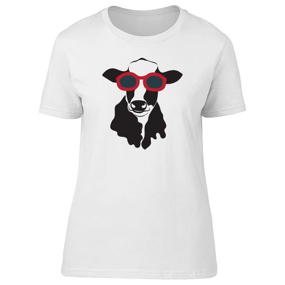 Cow Wearing Red Glasses T-Shirt Women -Image by Shutterstock, Female Medium