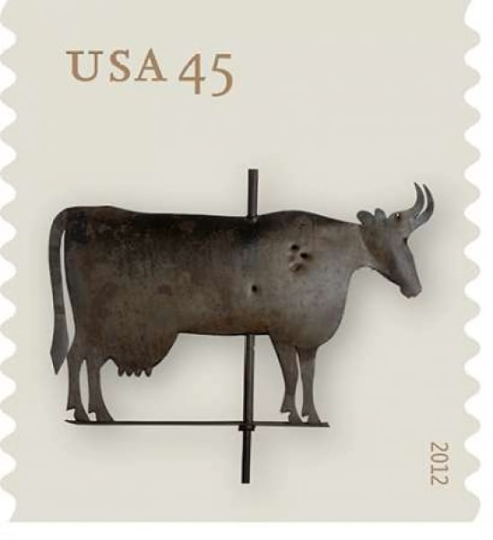 Cow Weather Vane Canvas Art - US POSTAL SERVICE (24 x 24)