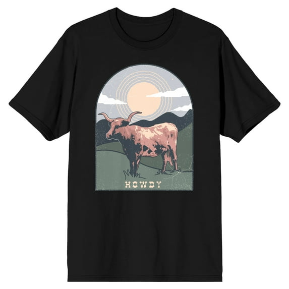 Cow Western Howdy Black Short Sleeve Crew Neck Tee-4XL