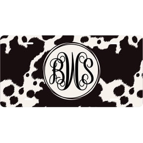 Cow Western Monogram Personalized Front License Plate with Custom Vanity Plate