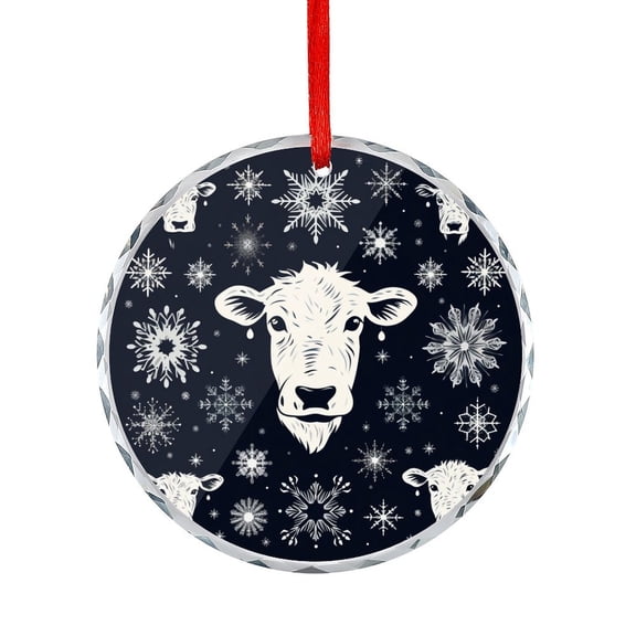 Cow Winter Snowflakes Christmas Ornament Lovely Animal Hanging Ornament Hanging Ornaments for Holiday Decoration