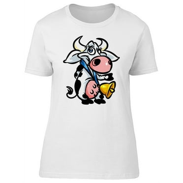 Cow With Big Bell Cartoon T-Shirt Women -Image by Shutterstock, Female Large