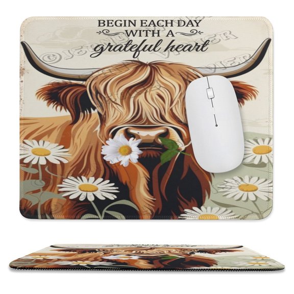 Cow With Funny Quote Printed Mouse Pad, 10"x12", Non Slip Rubber Base MousePads for Office Laptop