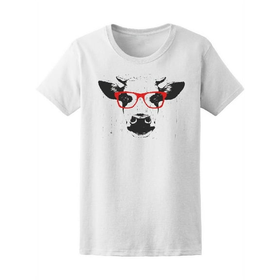 Cow With Glasses T-Shirt Women -Image by Shutterstock, Female Large