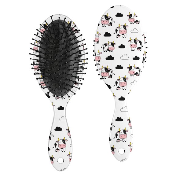Cow and Cloud White Pattern Brush, Detangling Hair Brush, Scalp Massage Hair Comb, PP Material Gifts for Daily Hair Care