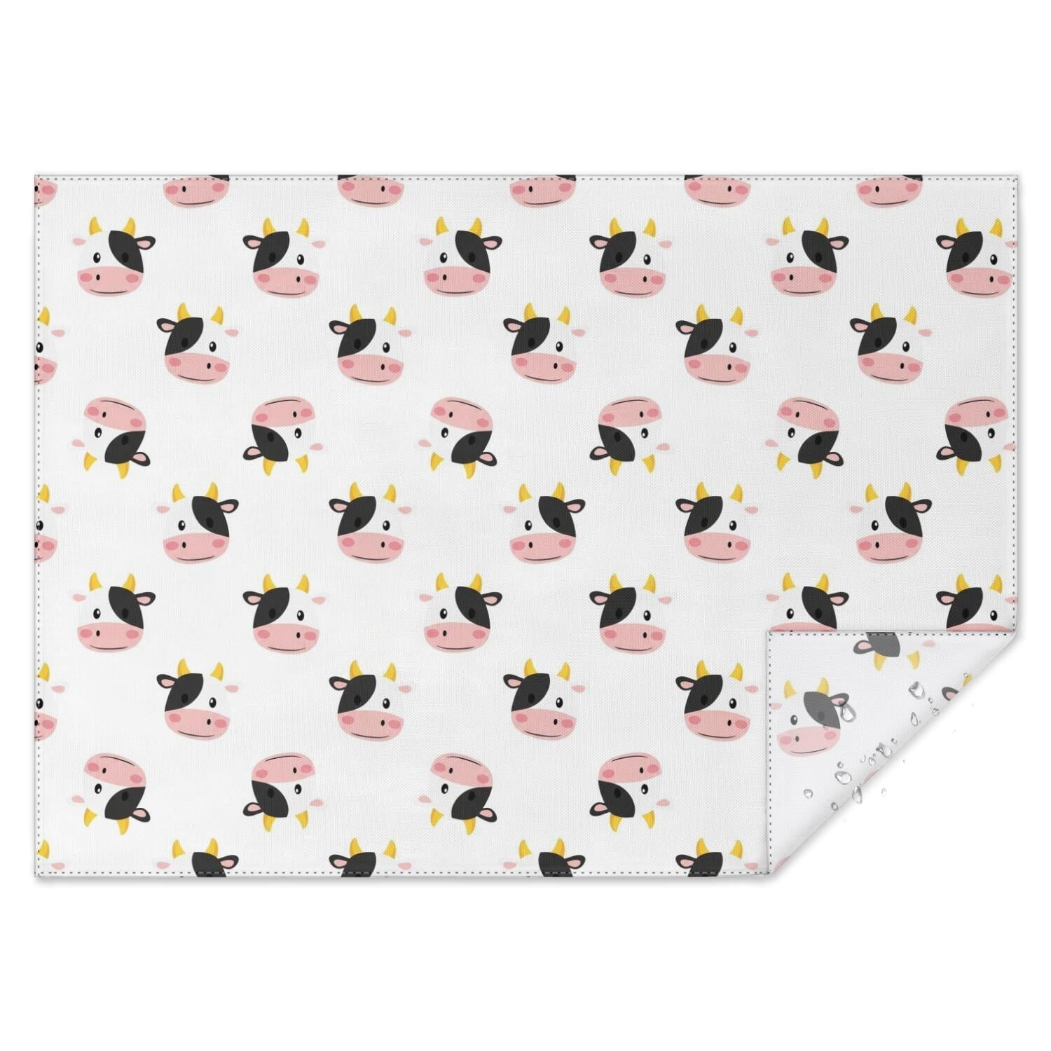 Rectangular Face Male Cow and Face White Pattern Waterproof Tablecloth, Rectangular ...