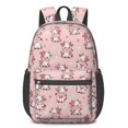 thumbnail image 1 of Cow and Flower Pink Pattern 17" Waterproof Oxford School Backpacks for Teens, S-Shape Padded Straps, for School, Travel, Hiking, Camping, 1 of 5