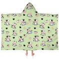 thumbnail image 1 of Cow and Heart Green Pattern Hooded Bath Towel Wrap for Teens Ages 3 To 12, Soft Lightweight Quick Dry Microfiber Bath Beach Pool, 60"x35", 1 of 6