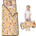 thumbnail image 1 of Cow and Heart Yellow Pattern Toddler Nap Mat with Pillow & Blanket, Soft Sleeping Mat for Preschool Daycare Travel Sleepovers, 1 of 6