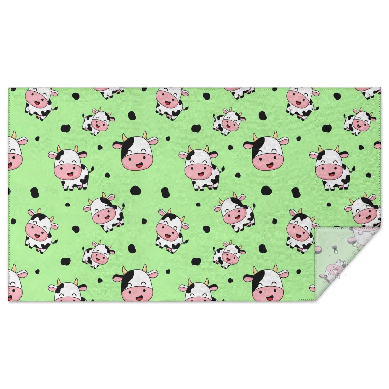 Wspotted Pattern Cow and Spot Green Pattern Waterproof Tablecloth, Rectangular ...