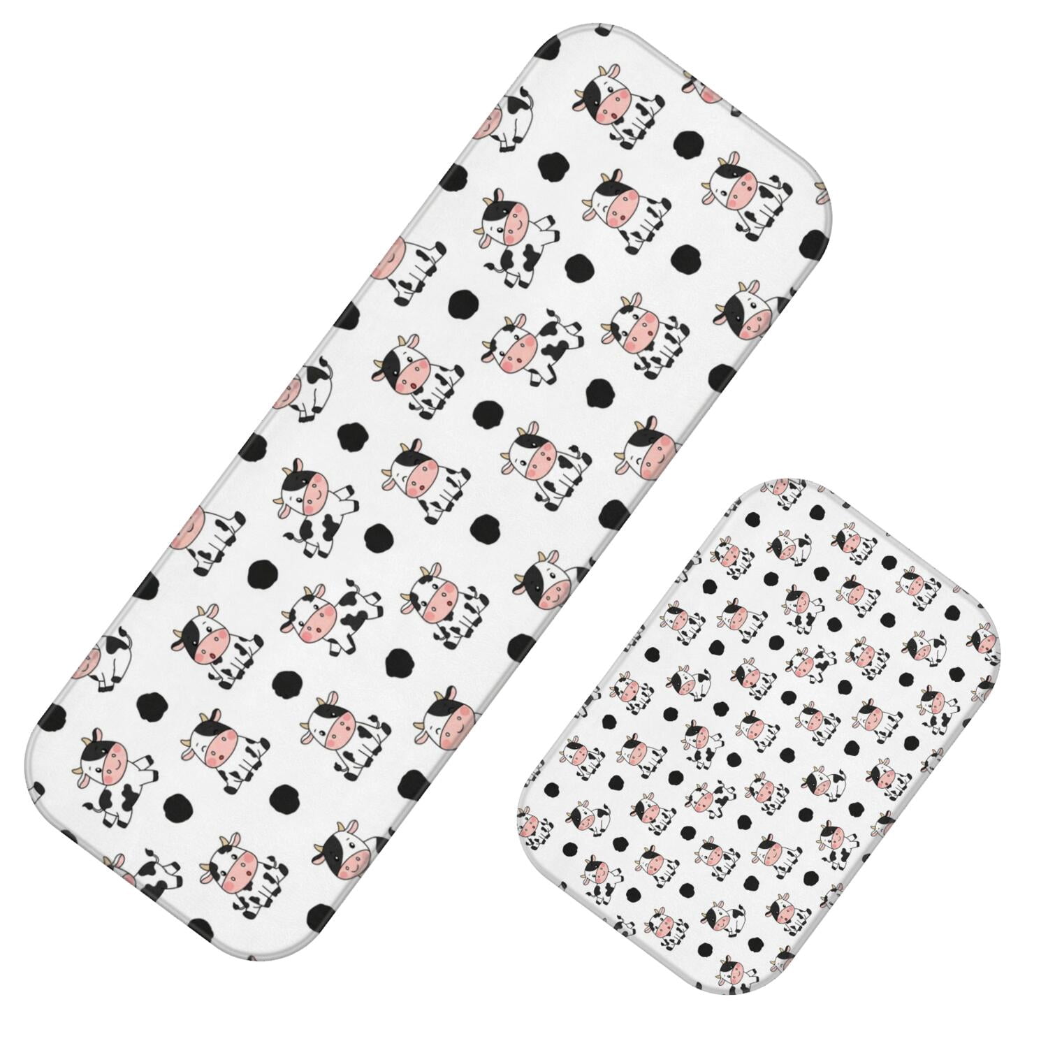 Cow and Spot White Pattern 2 Piece Flannel Bathroom Rug Set, Kitchen ...